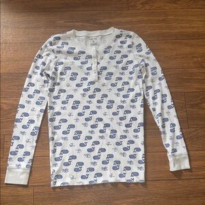 ROLLER RABBIT KIDS BOYS PAJAMA TOP MOBY WHALE PRINT BLUE WHITE COASTAL SZ 14